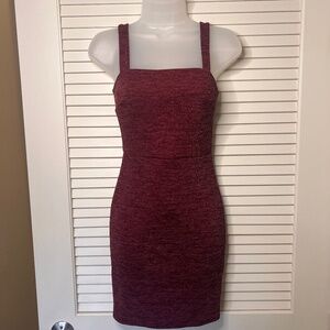 Soprano Maroon Knit Ribbed Tank Top Dress | Size: XS
